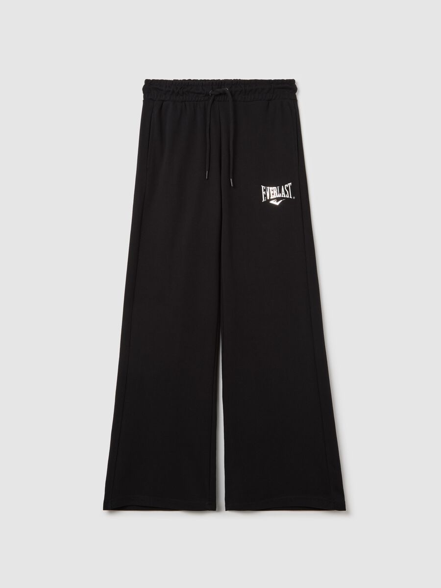 Black flare joggers with drawstring and logo print_4