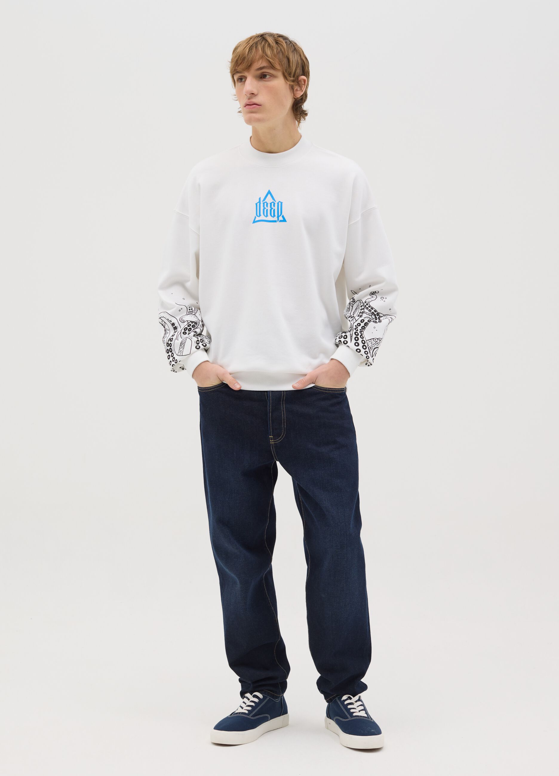 White sweatshirt with print