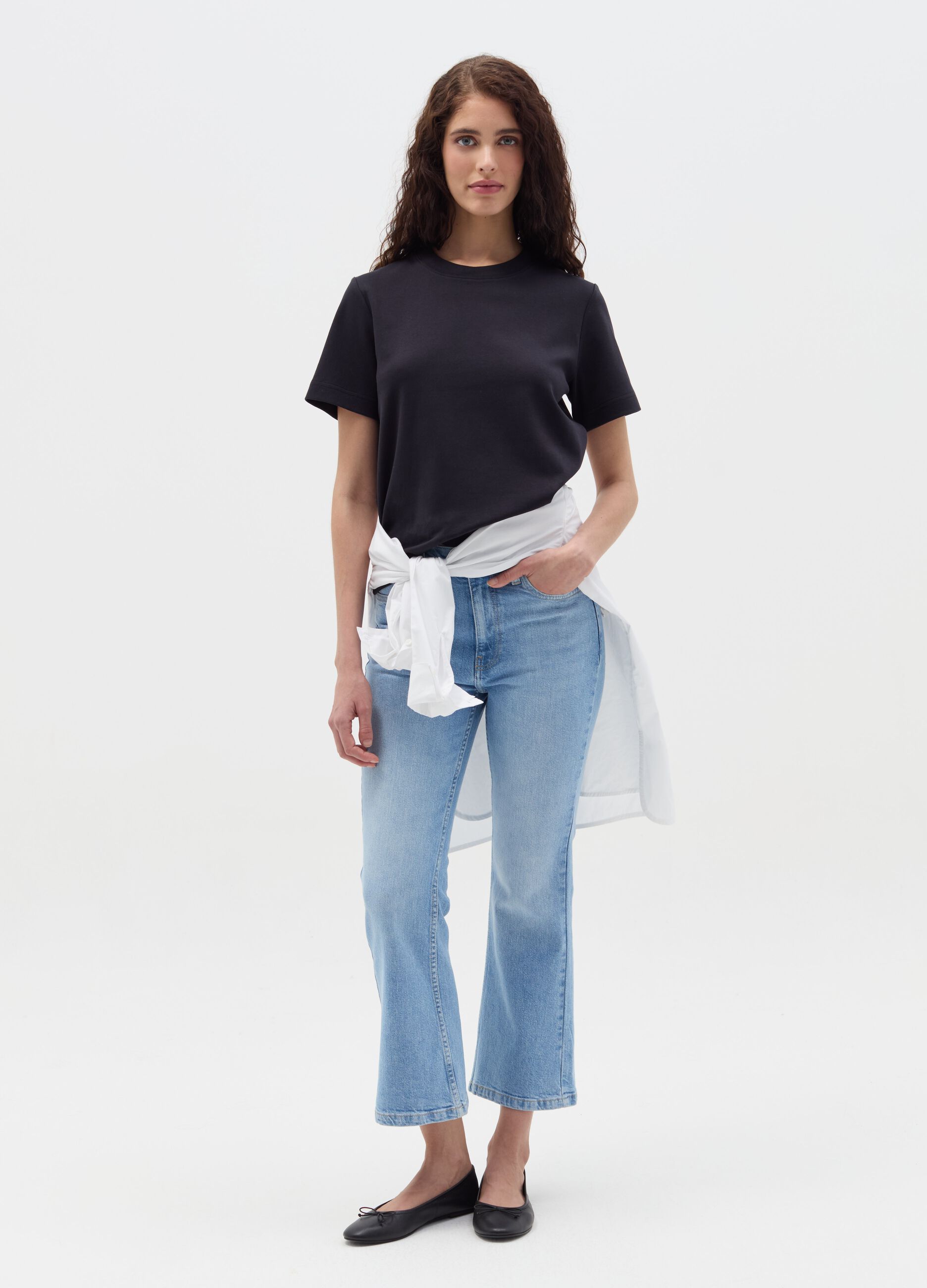 Cropped flare-fit jeans