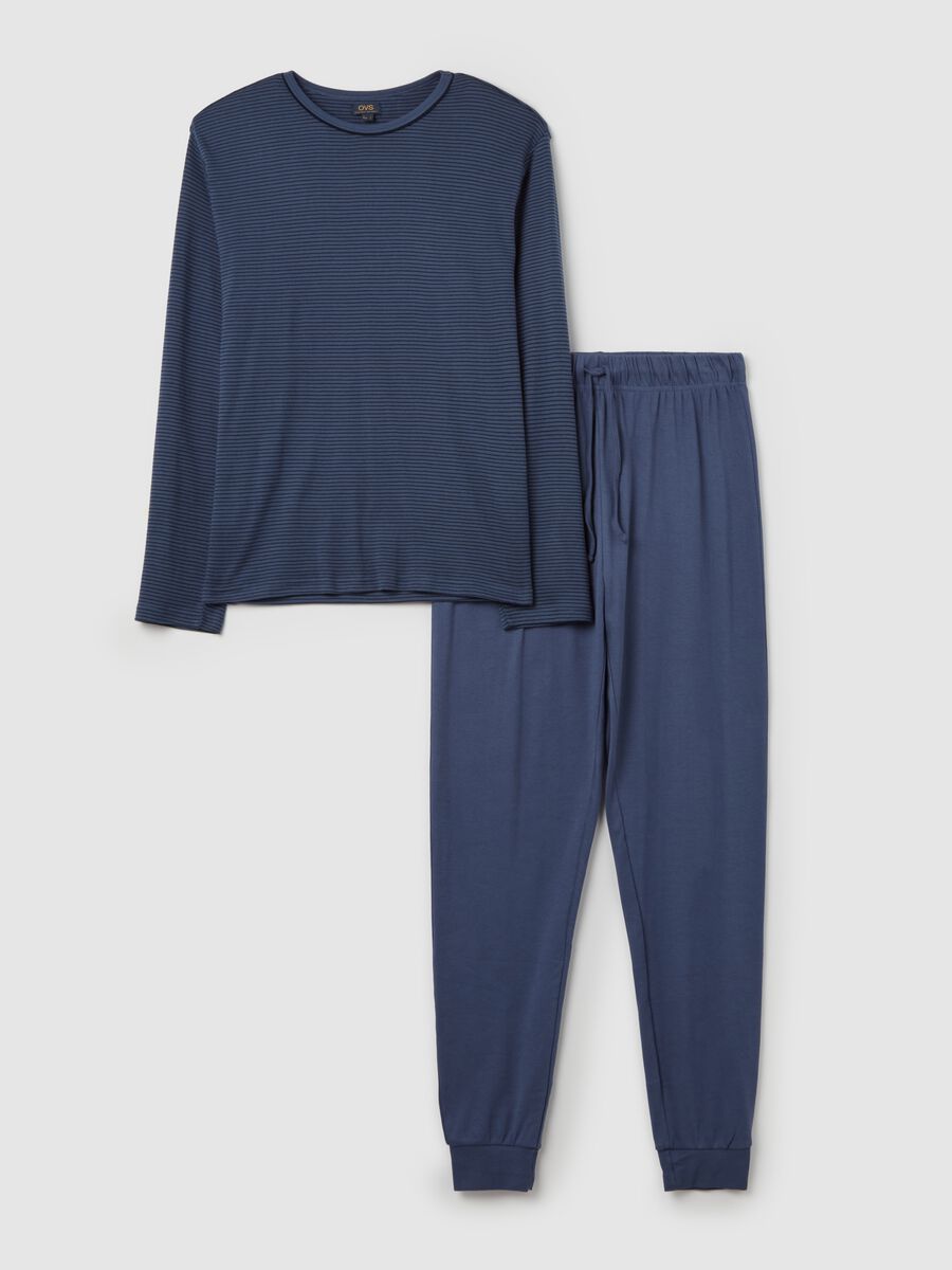 Cotton pyjamas with thin striped top_4