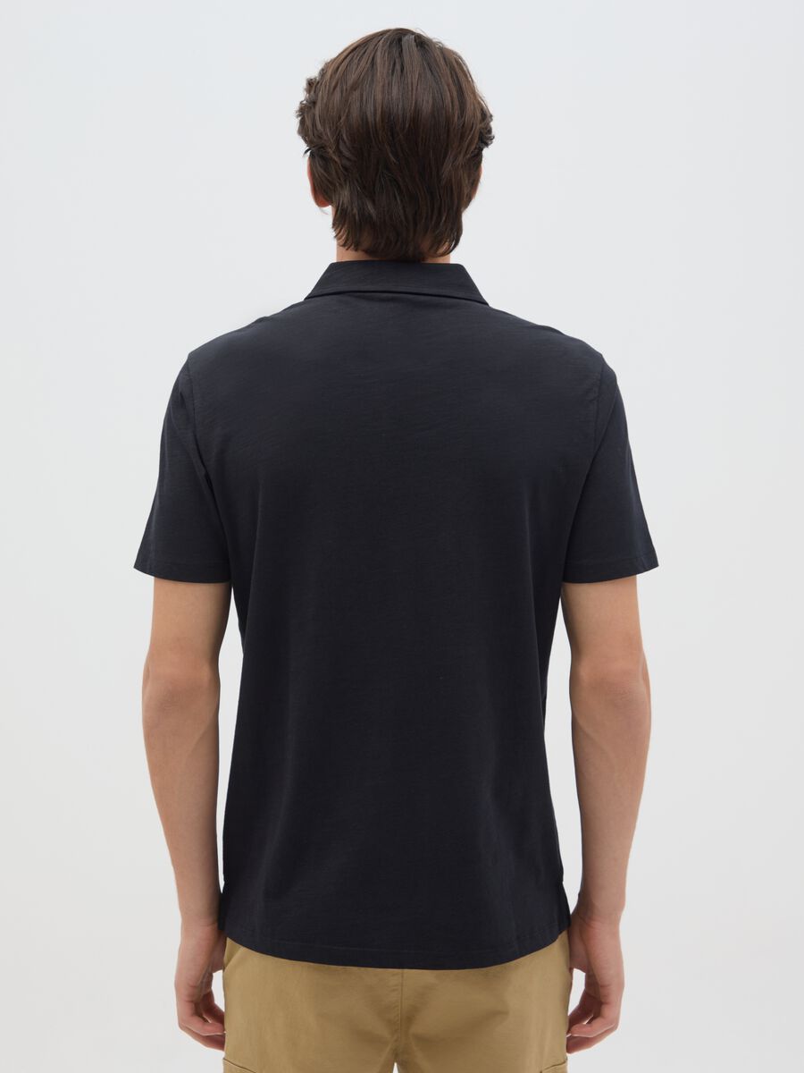 Men's black pure cotton regular fit polo_3
