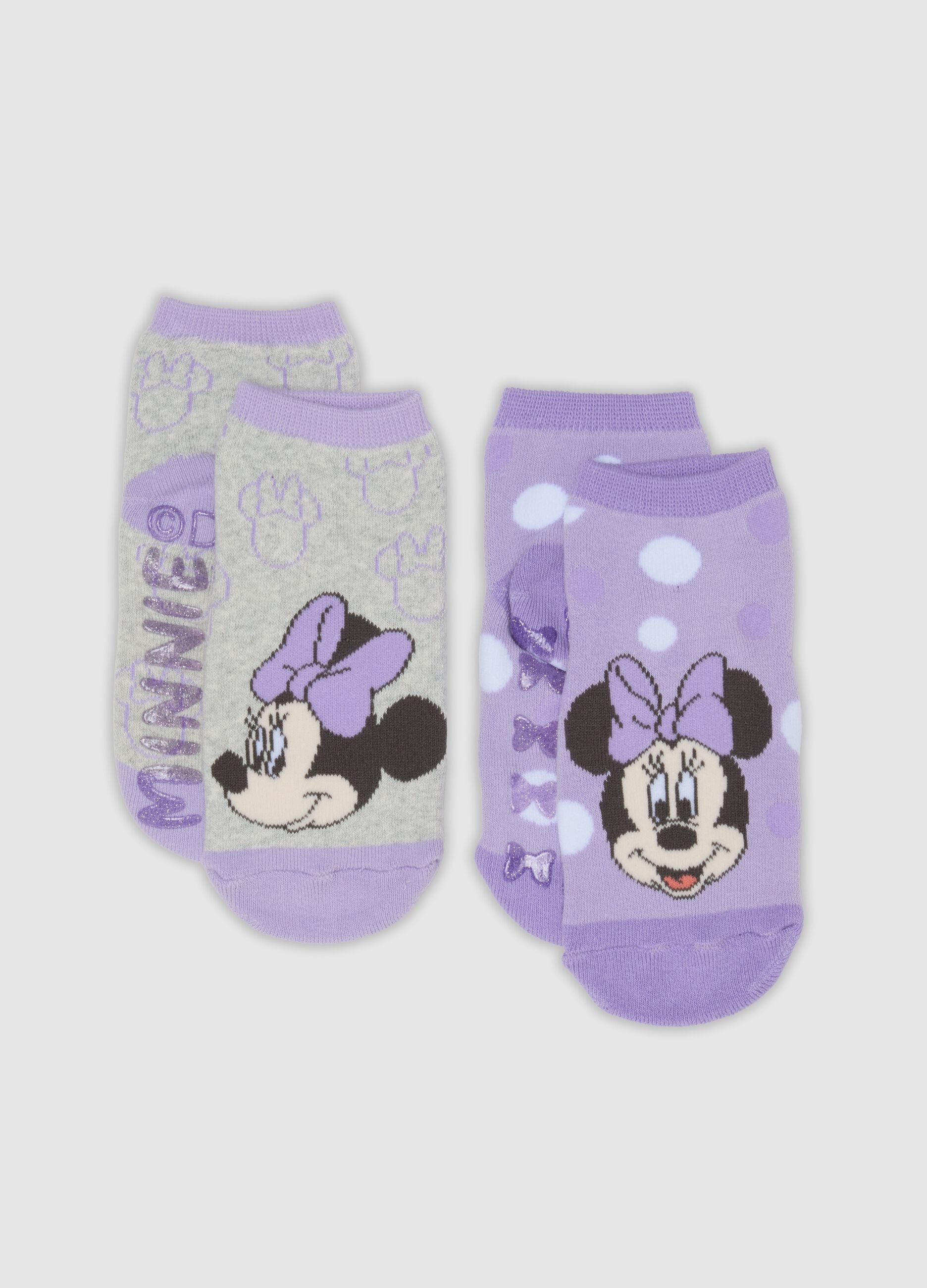 Bipack di calze corte in cotone organico elasticizzato con stampa Minnie