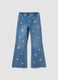 Jeggings blu flare fit in cotone e viscosa elasticizzata con stampa Minnie_0