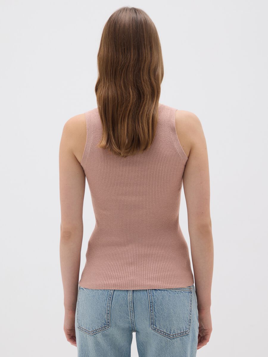 Women's pink stretch fabric tank top_2