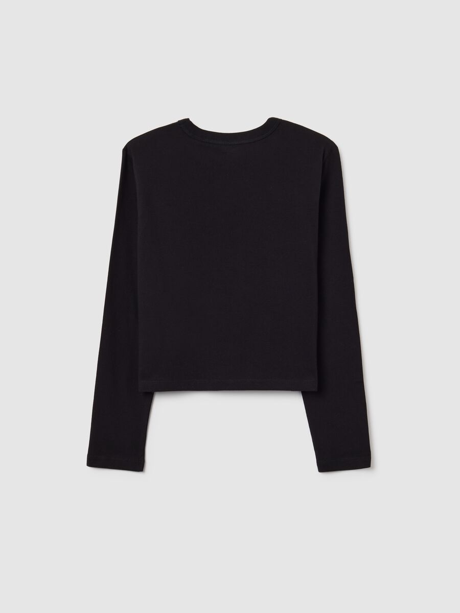 T-shirt da ragazze in puro cotone nero regular fit con stampa_1