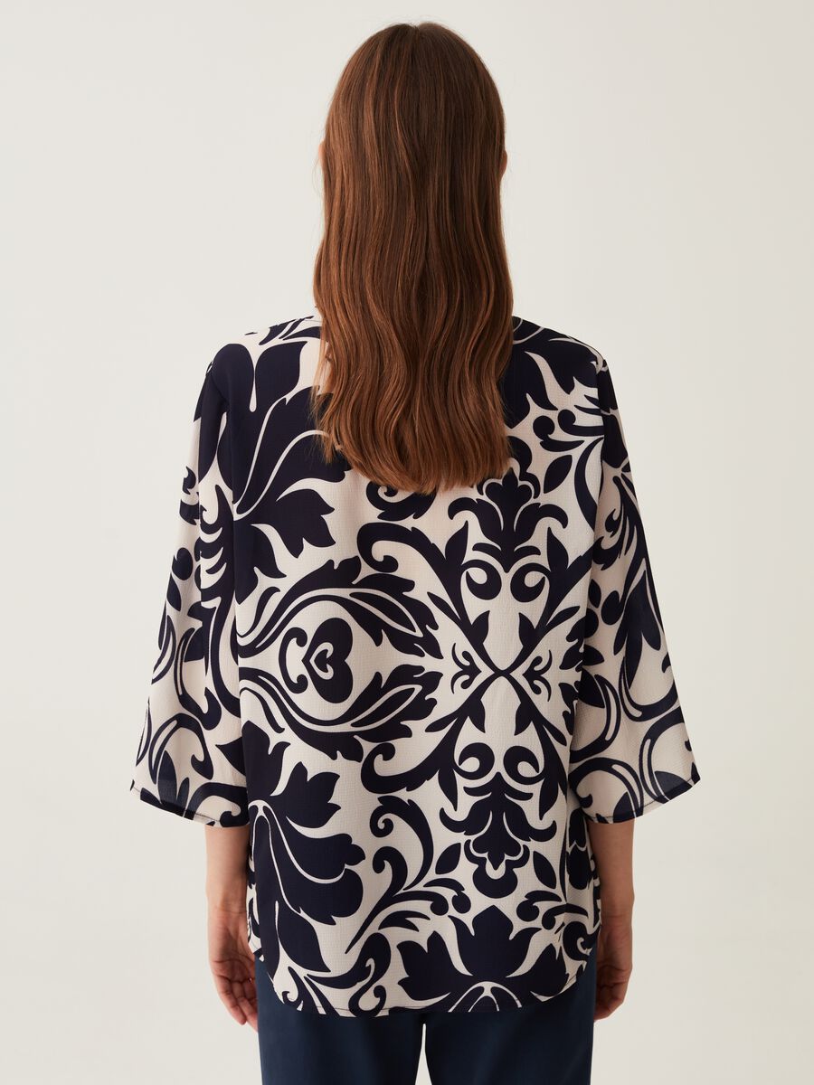 Blusa in crêpe con stampa damask_2