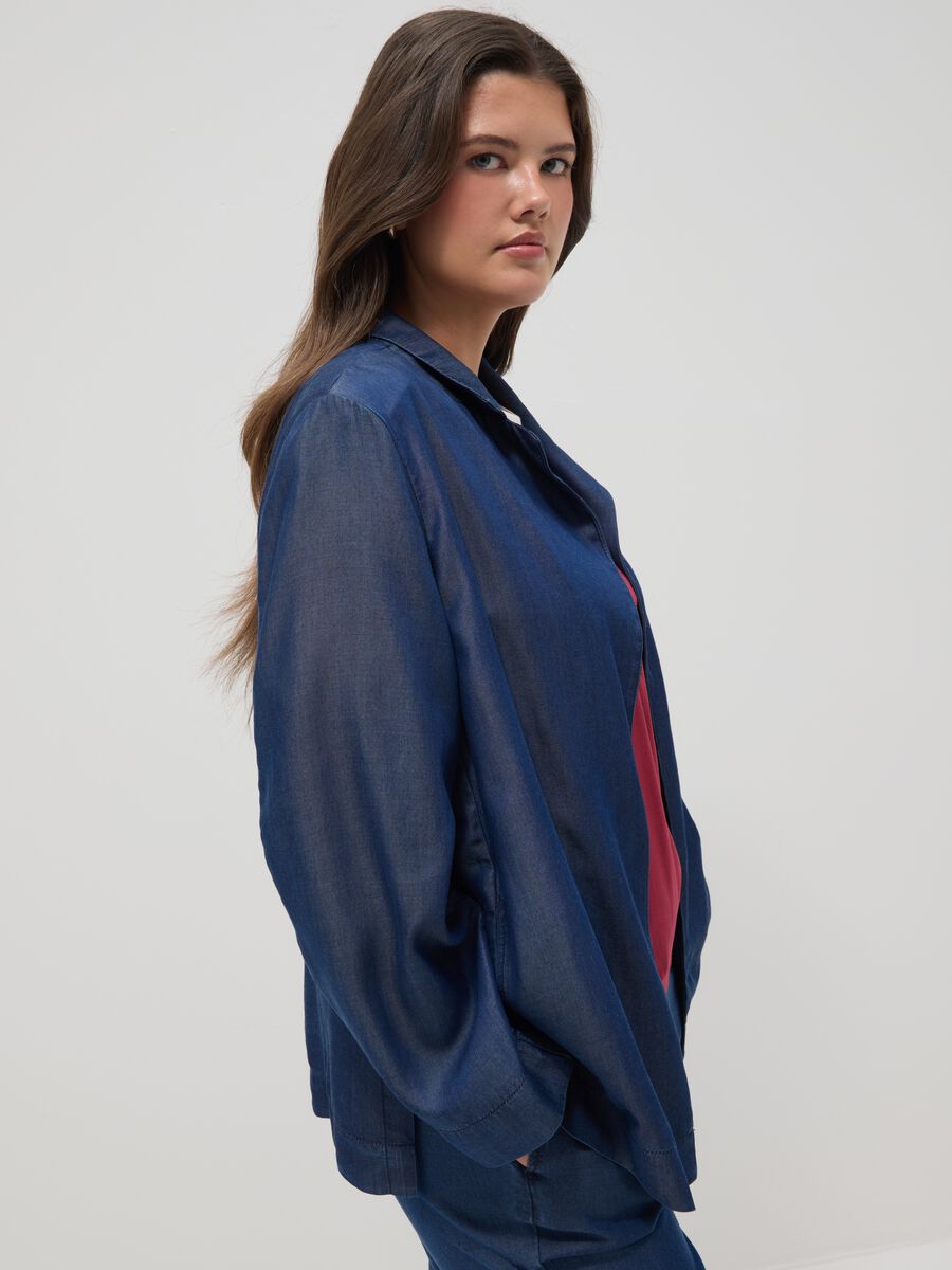 Blazer in puro lyocell blu regular fit_0