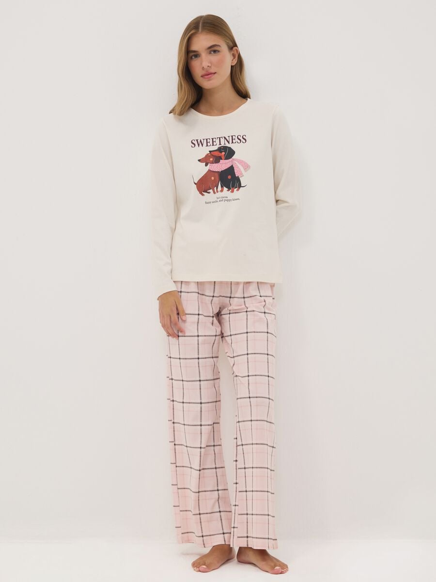 Pink pure organic cotton crew-neck pyjamas_0