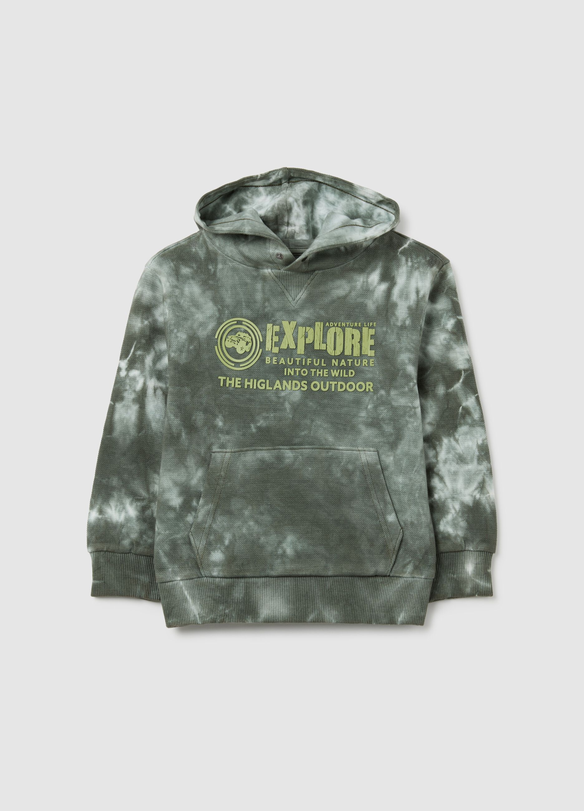 Children's sweatshirt in pure green cotton with oversized fit