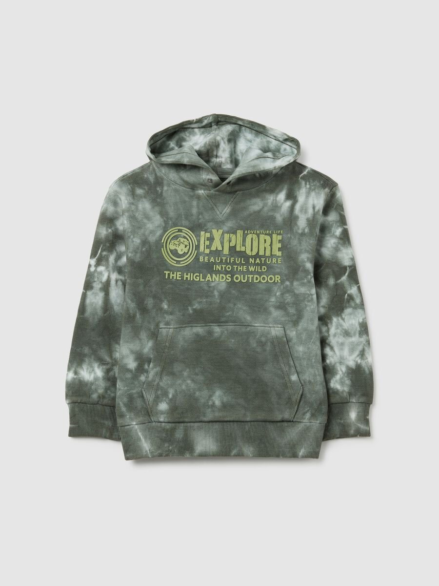 Children's sweatshirt in pure green cotton with oversized fit_0