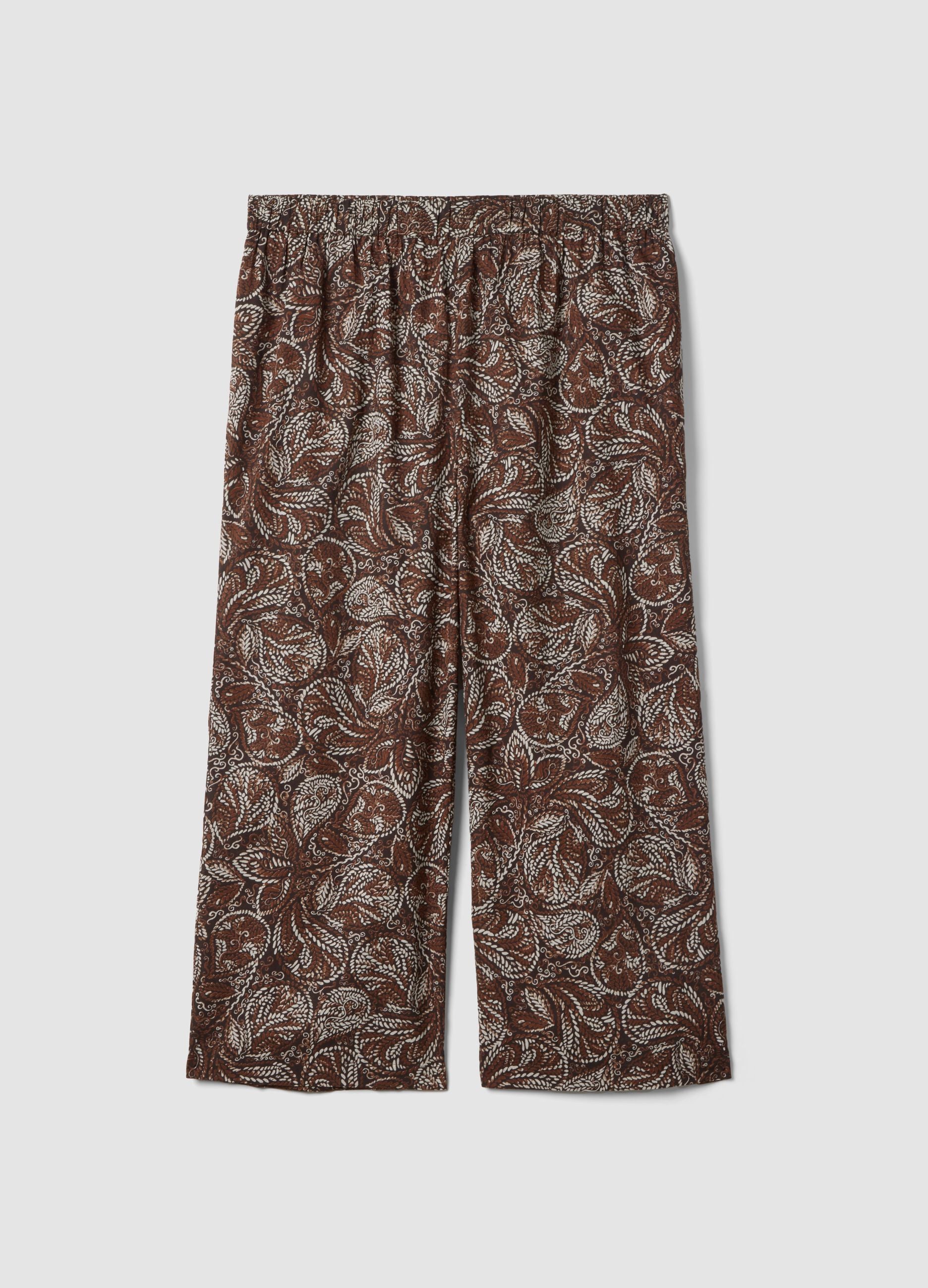 Brown wide-leg trousers in pure cotton