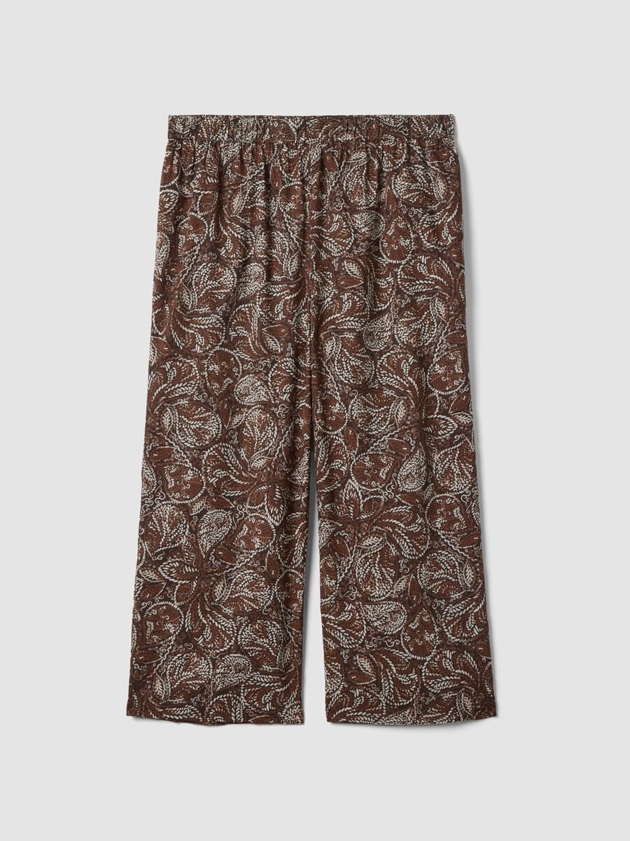 Brown wide-leg trousers in pure cotton_4