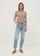 Beige short-sleeve crew-neck wool-blend jumper, regular fit_1