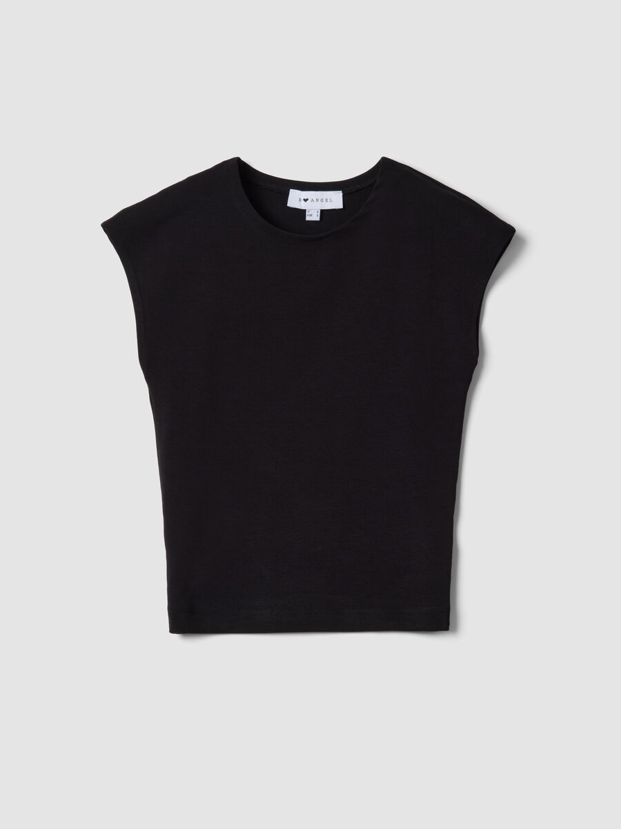 Black stretch cotton fitted tank top_4