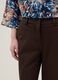 Pantaloni wide leg in misto cotone elasticizzato marroni regular fit_3