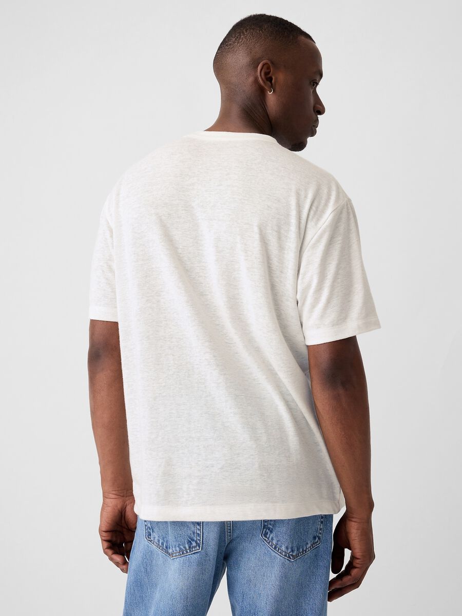 T-shirt with round neck in linen blend_2