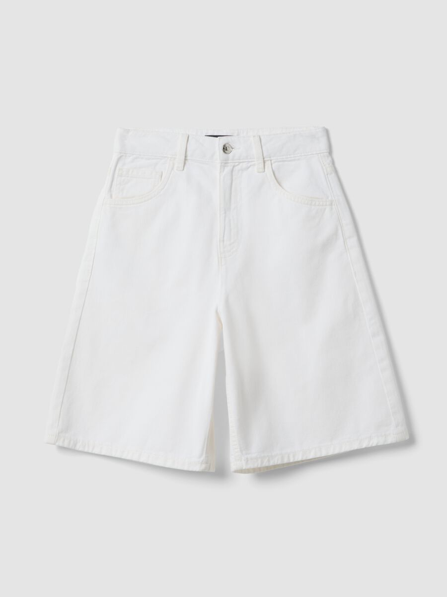 White pure cotton denim shorts_4