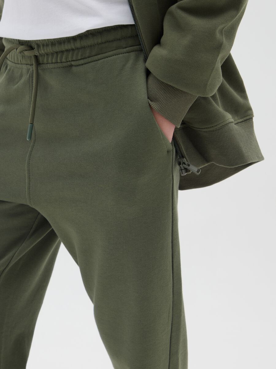 Pantaloni jogger da ragazzo in puro cotone verde regular fit_3