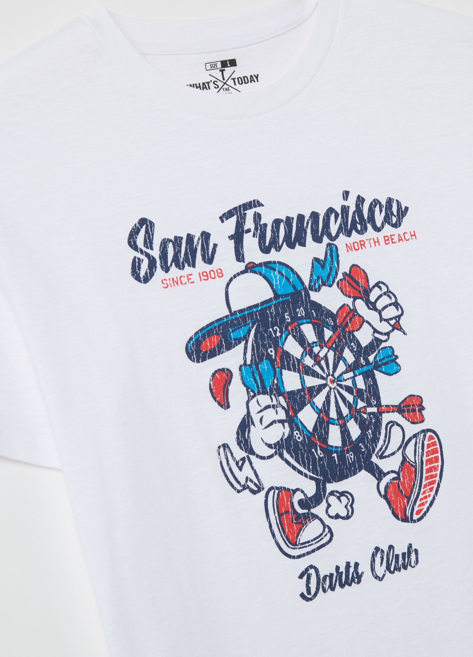 Cotton T-shirt with "San Francisco Darts Club" print