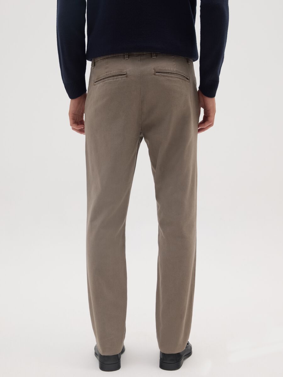 Brown slim fit cotton chinos_2
