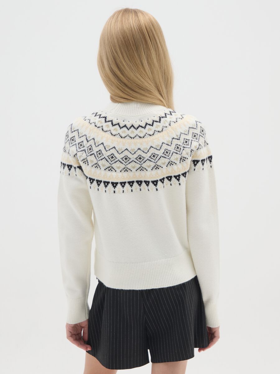 Multicoloured regular fit girl's jumper with geometric pattern_2