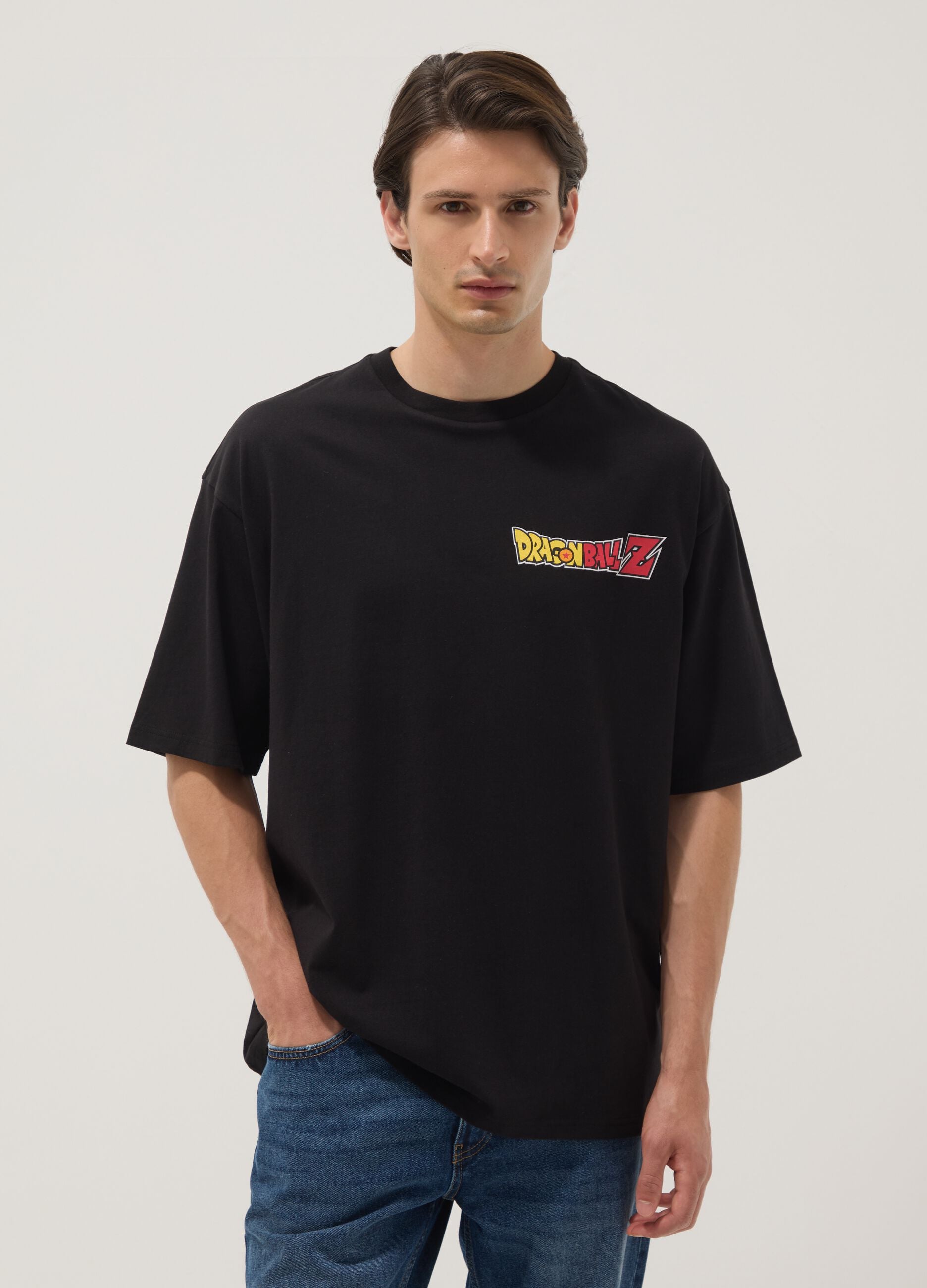 Black pure cotton T-shirt with Dragon Ball Z print