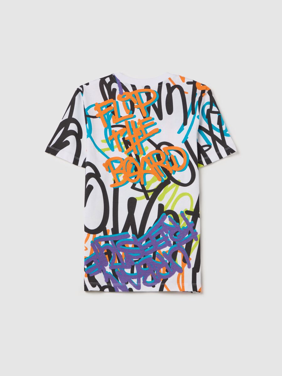 Cotton T-shirt with graffiti print_4