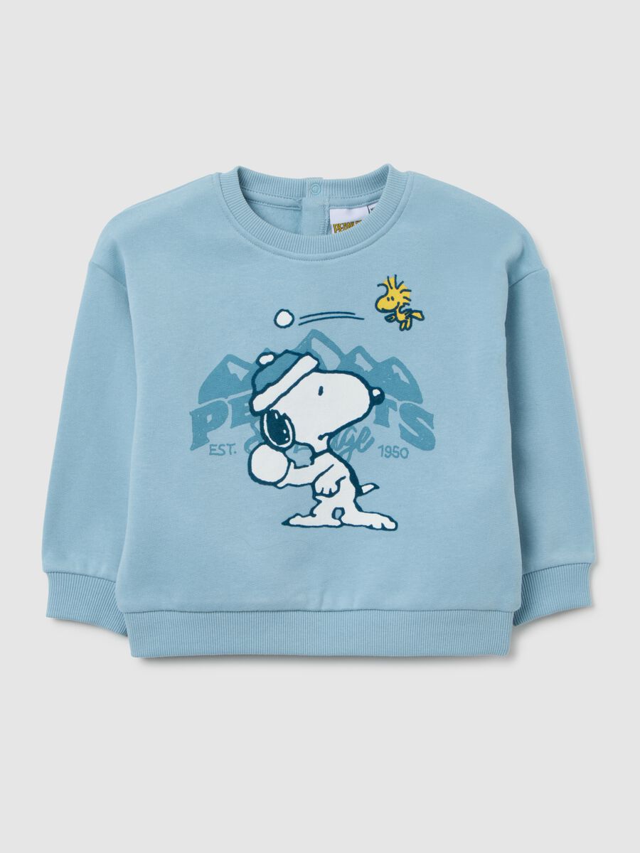 Blue cotton children's sweatshirt, regular fit with Peanuts print_0