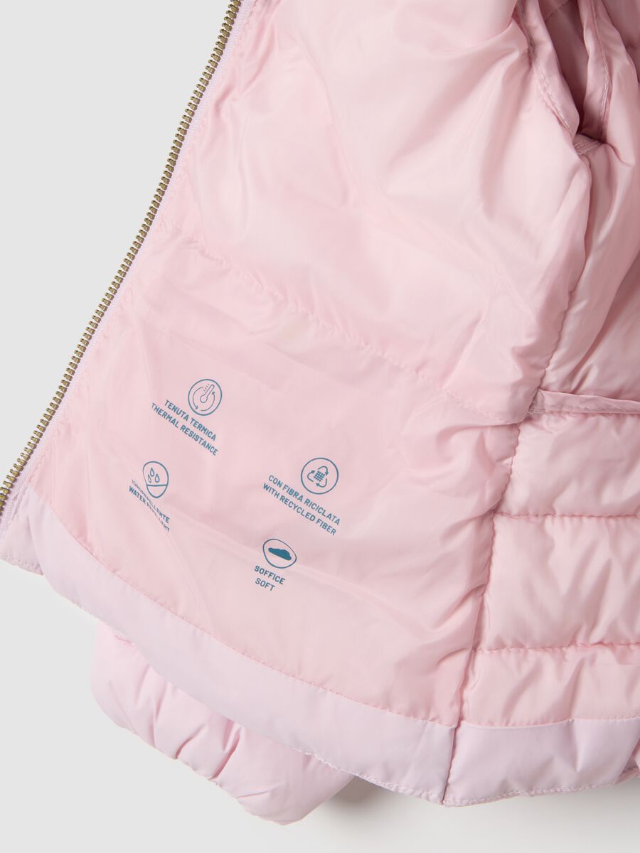 Girls' pink padded jacket regular fit with hood_3