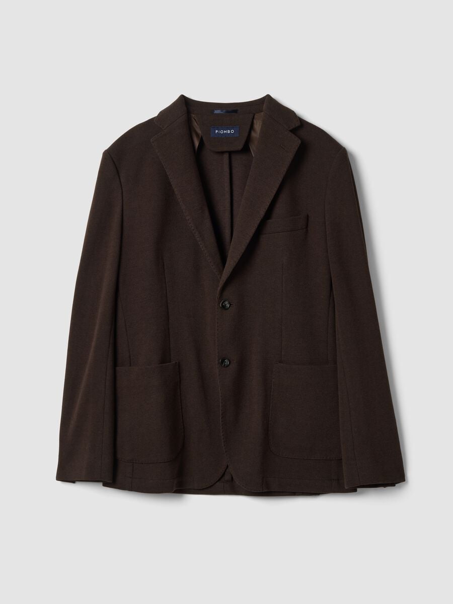 Blazer marrone regular fit con rever classico_0