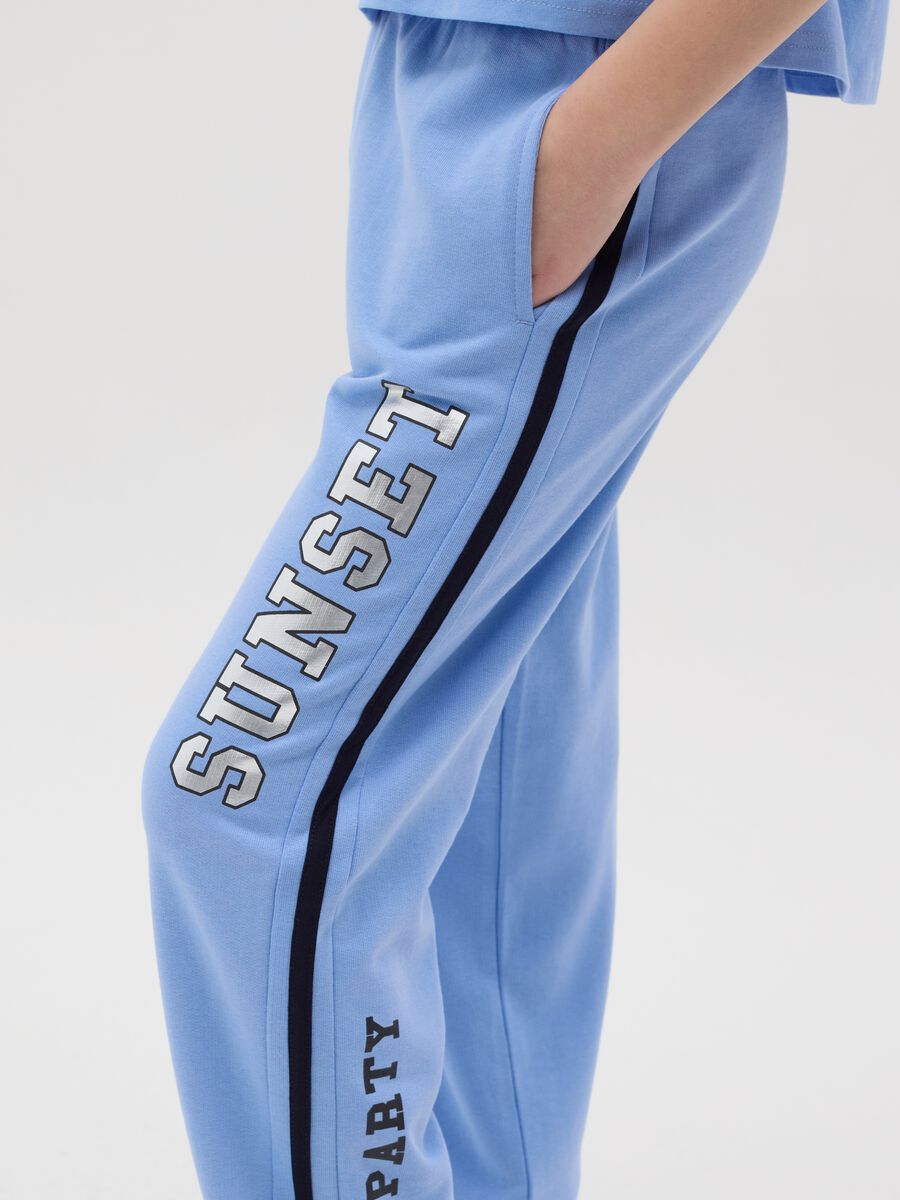 Joggers with contrasting bands and "Sunset” print_3