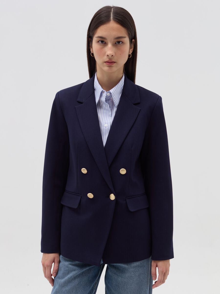 Blazer doppiopetto con bottoni dorati_0