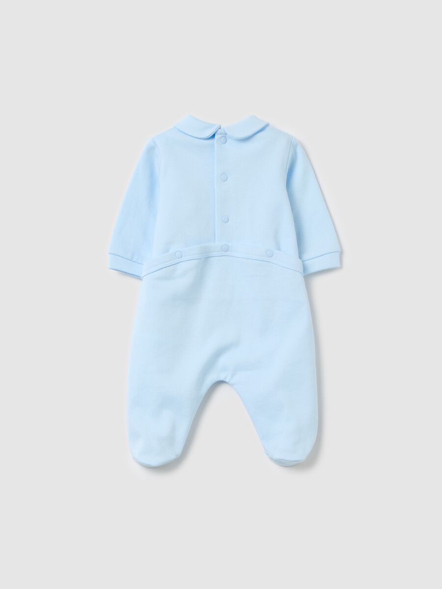 Cotton onesie with feet and "Welcome to the World" embroidery_1