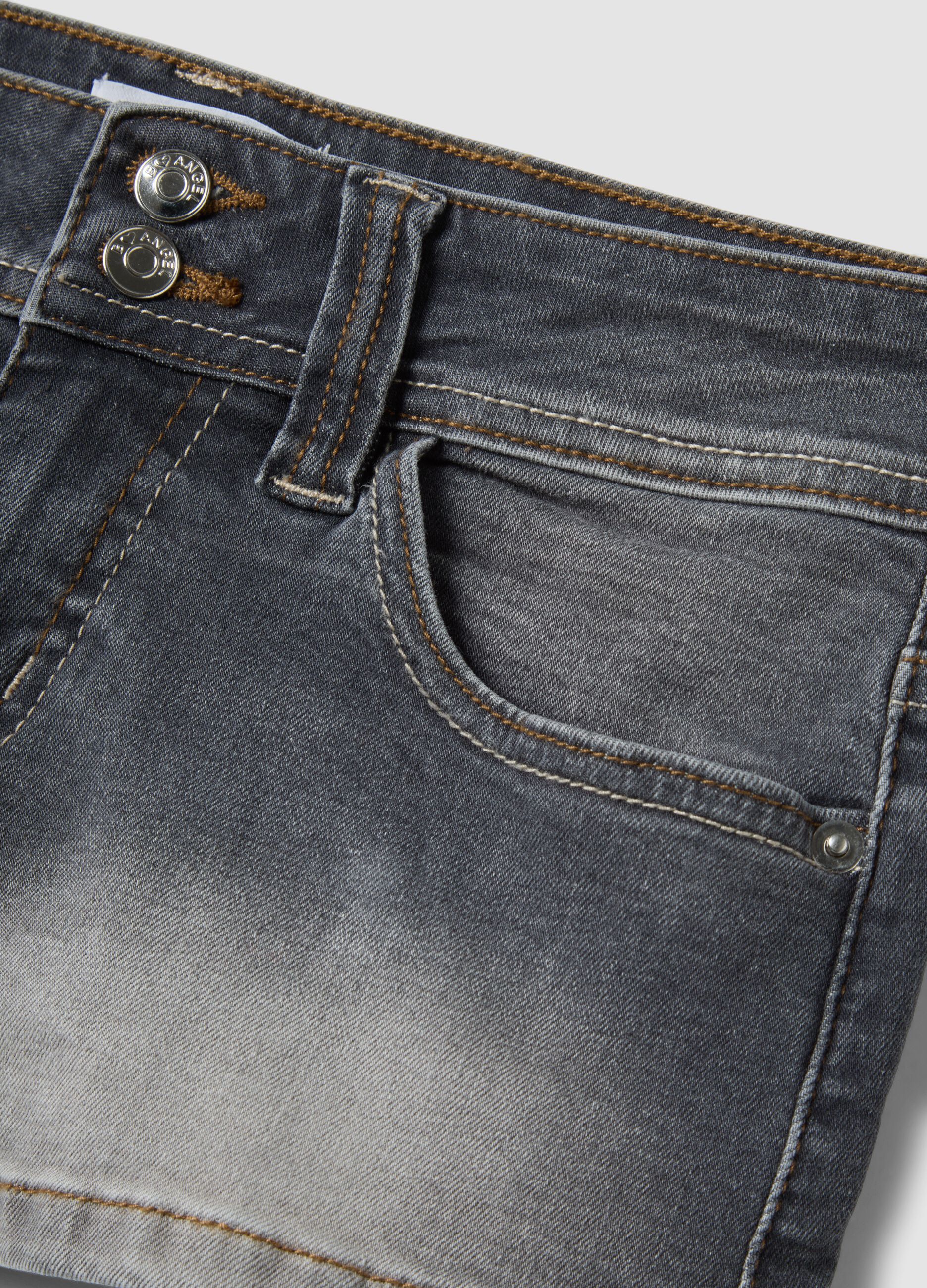 Grey stretch-cotton denim shorts