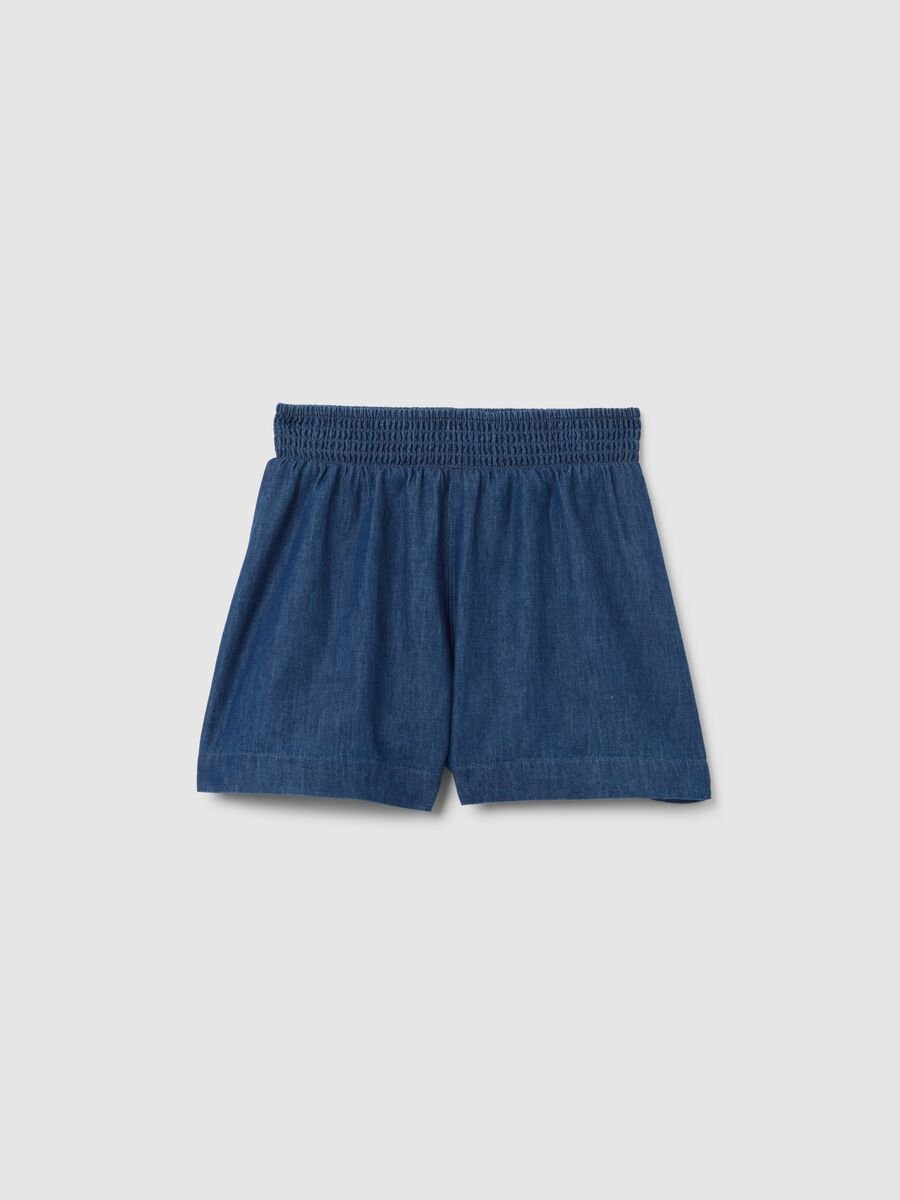 Shorts da ragazze in puro cotone blu regular fit_0