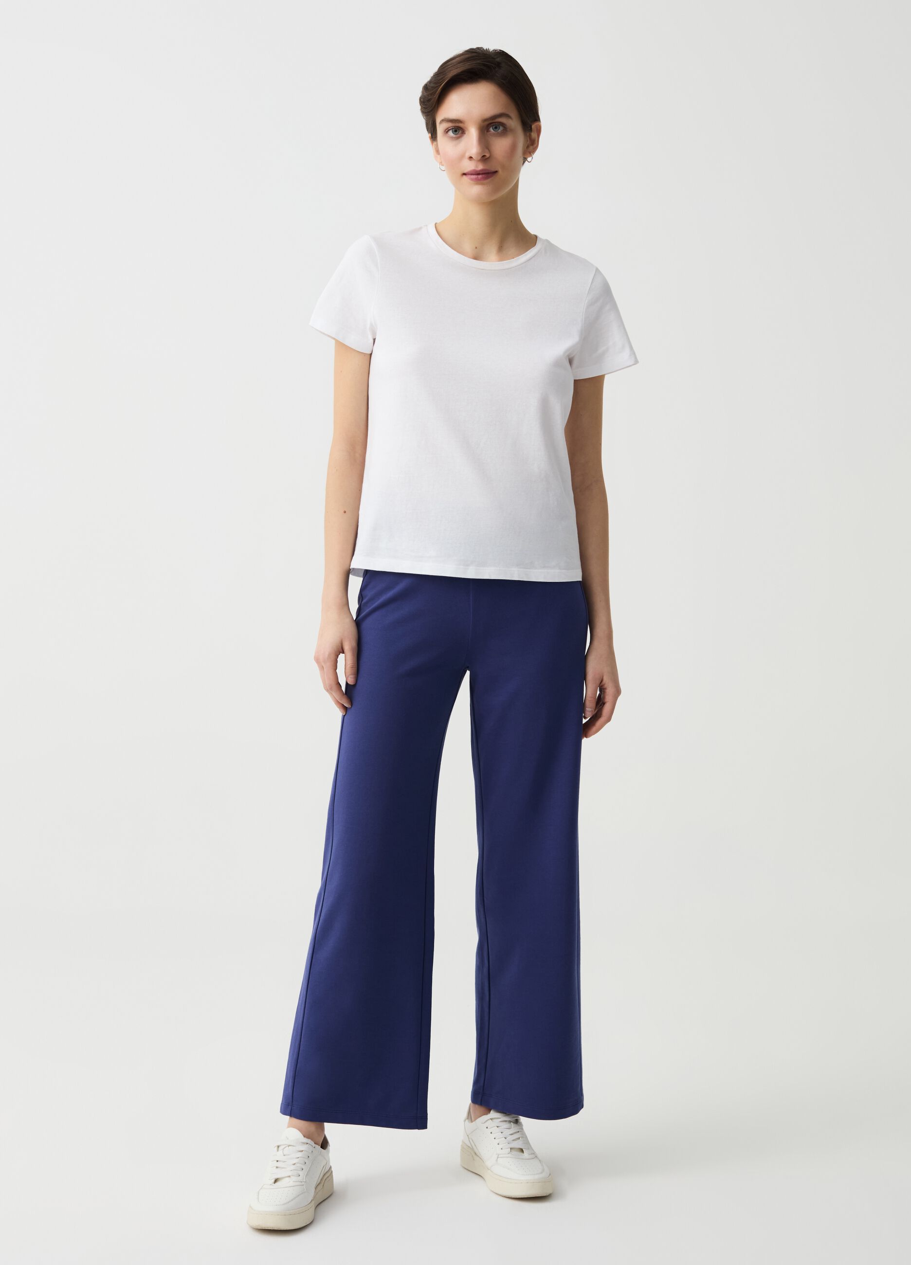 Joggers wide leg in felpa