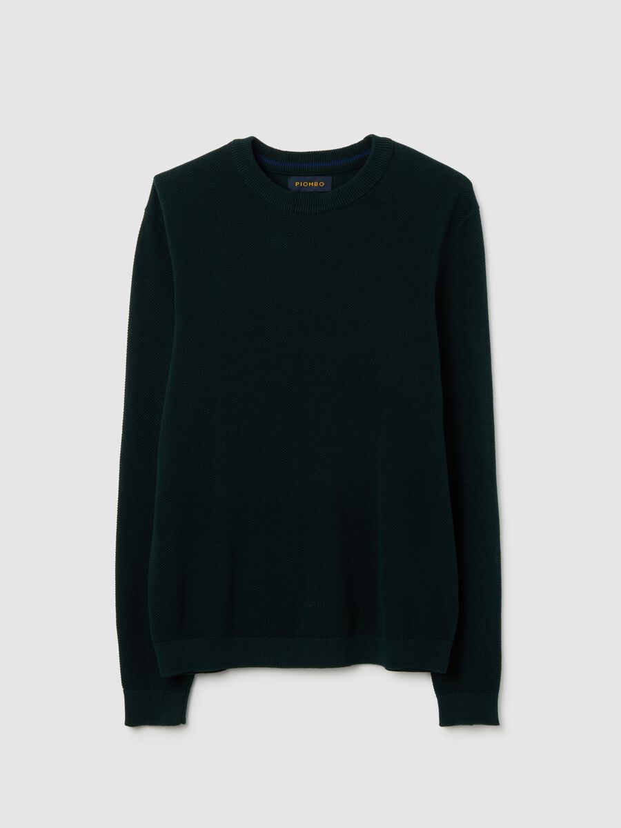 Blue Cotton Sweater with Round Neck_4