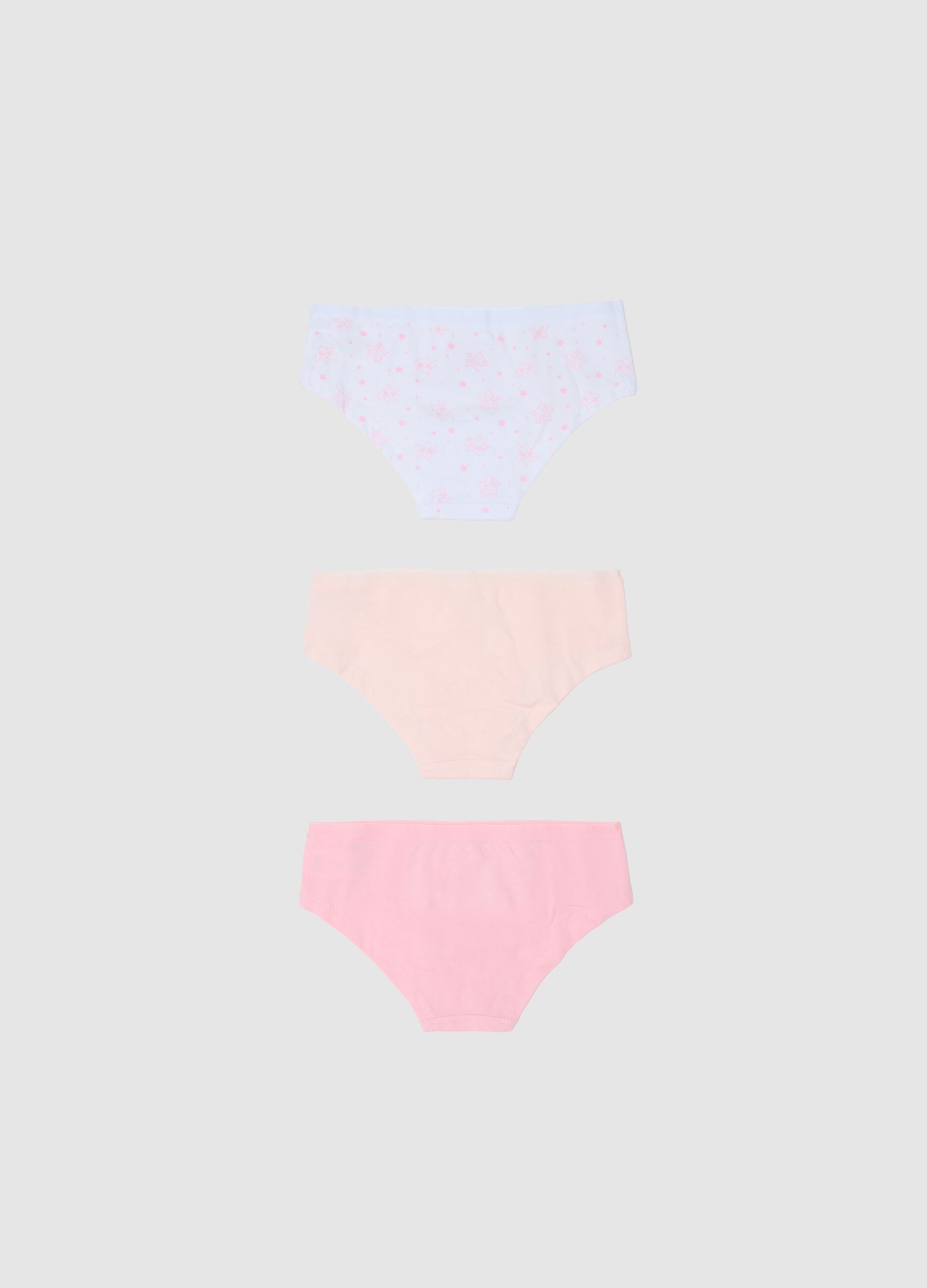 Tripack of multicolored elastic cotton girls' briefs regular fit