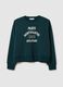 Green regular fit cotton blend sweatshirt_4