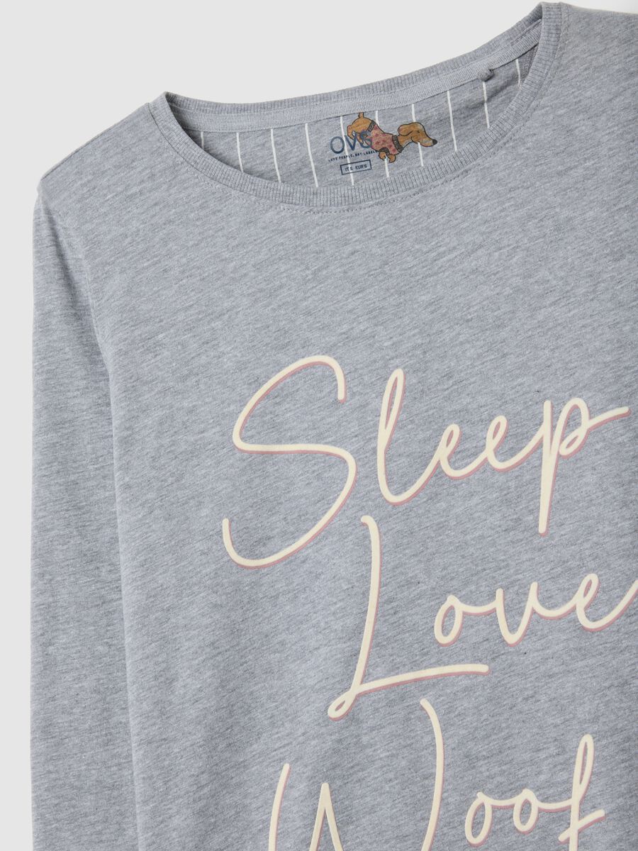 Grey cotton blend long pyjamas regular fit_5
