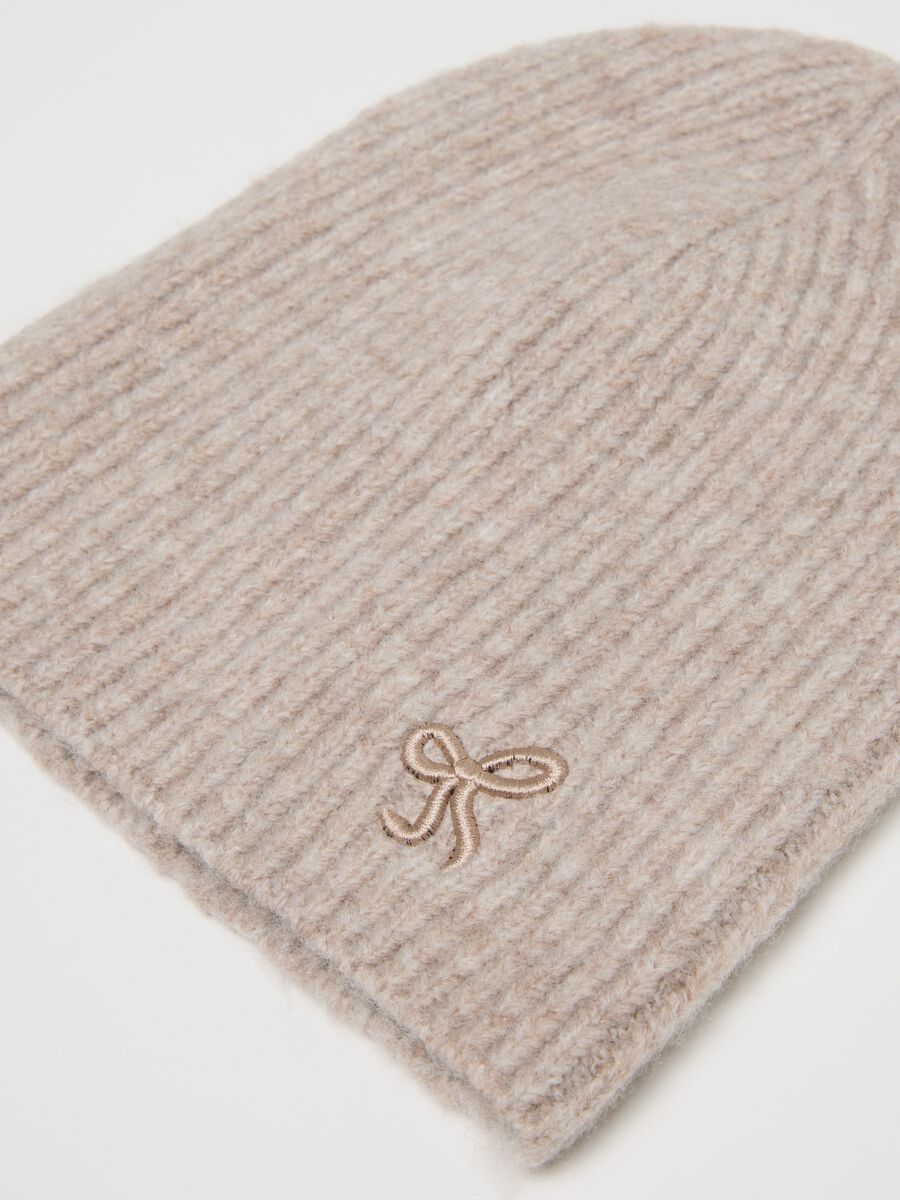 Girls' Beige Ribbed Hat_1