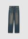 Blue baggy jeans in pure cotton with glitter details_5