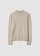 Beige viscose-blend jumper with high neck, regular fit_0