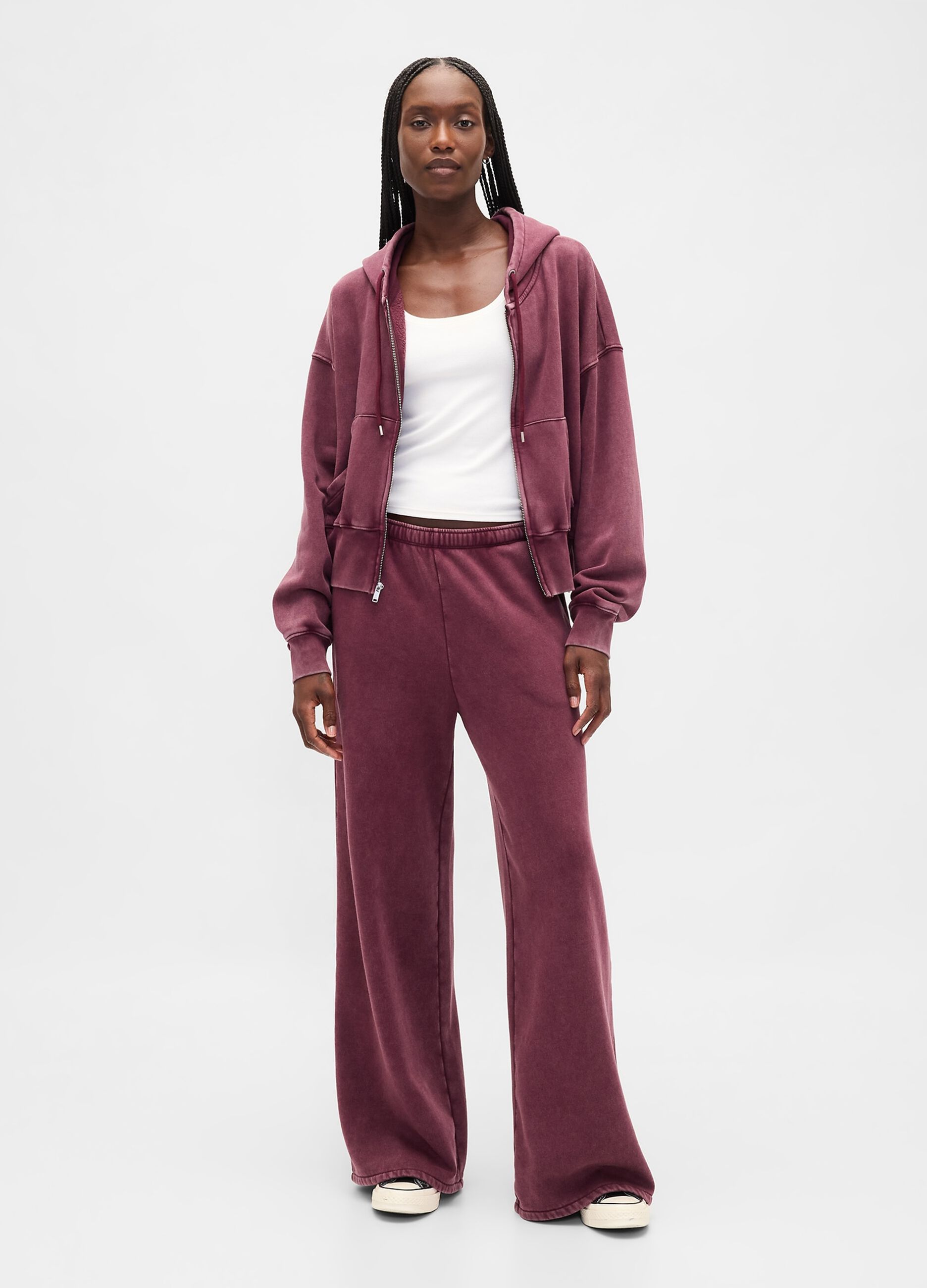 Purple trousers in cotton and polyester blend