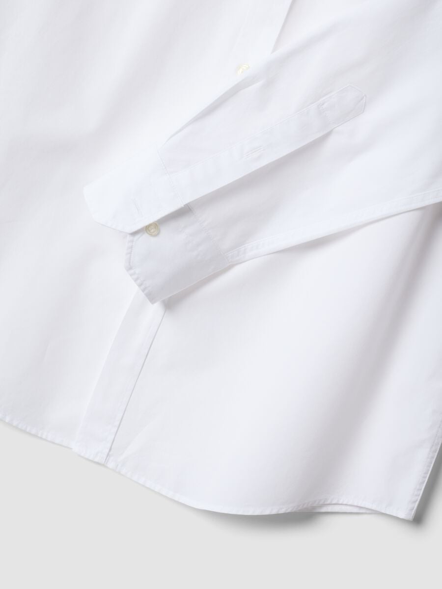 Camicia bianca in puro cotone con collo classico_1