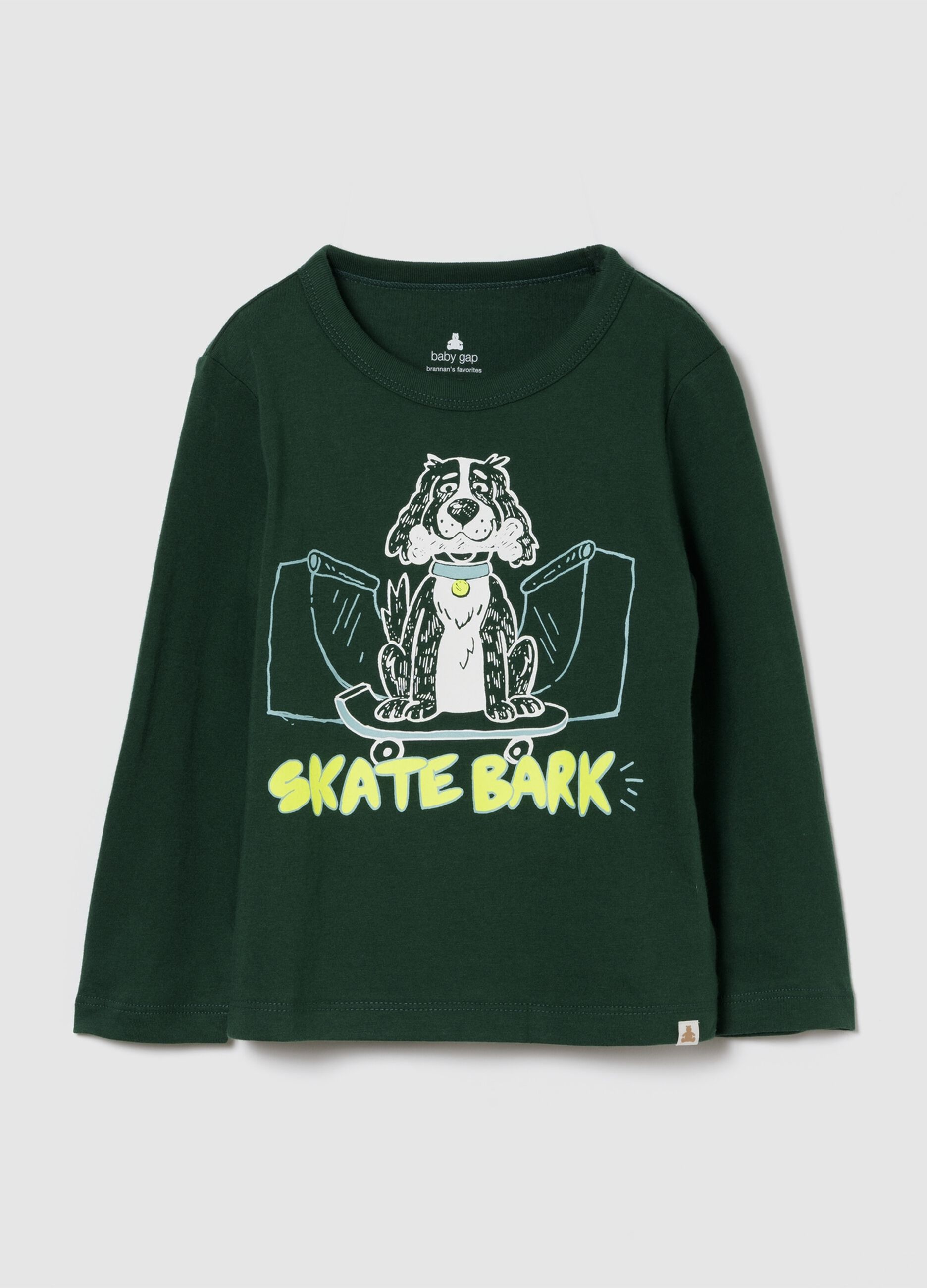 Green Cotton Long Sleeve T-Shirt