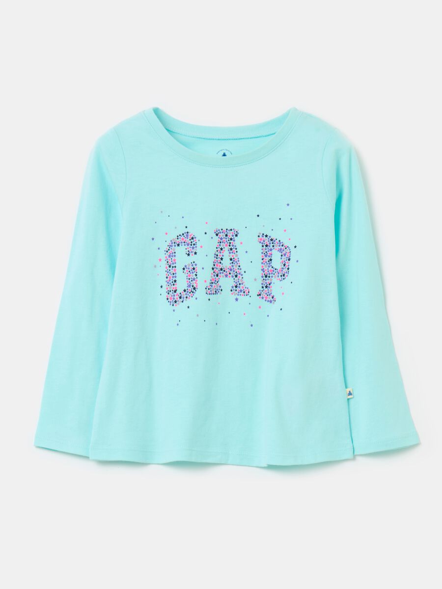 T-shirt with glitter print logo and long sleeves_0