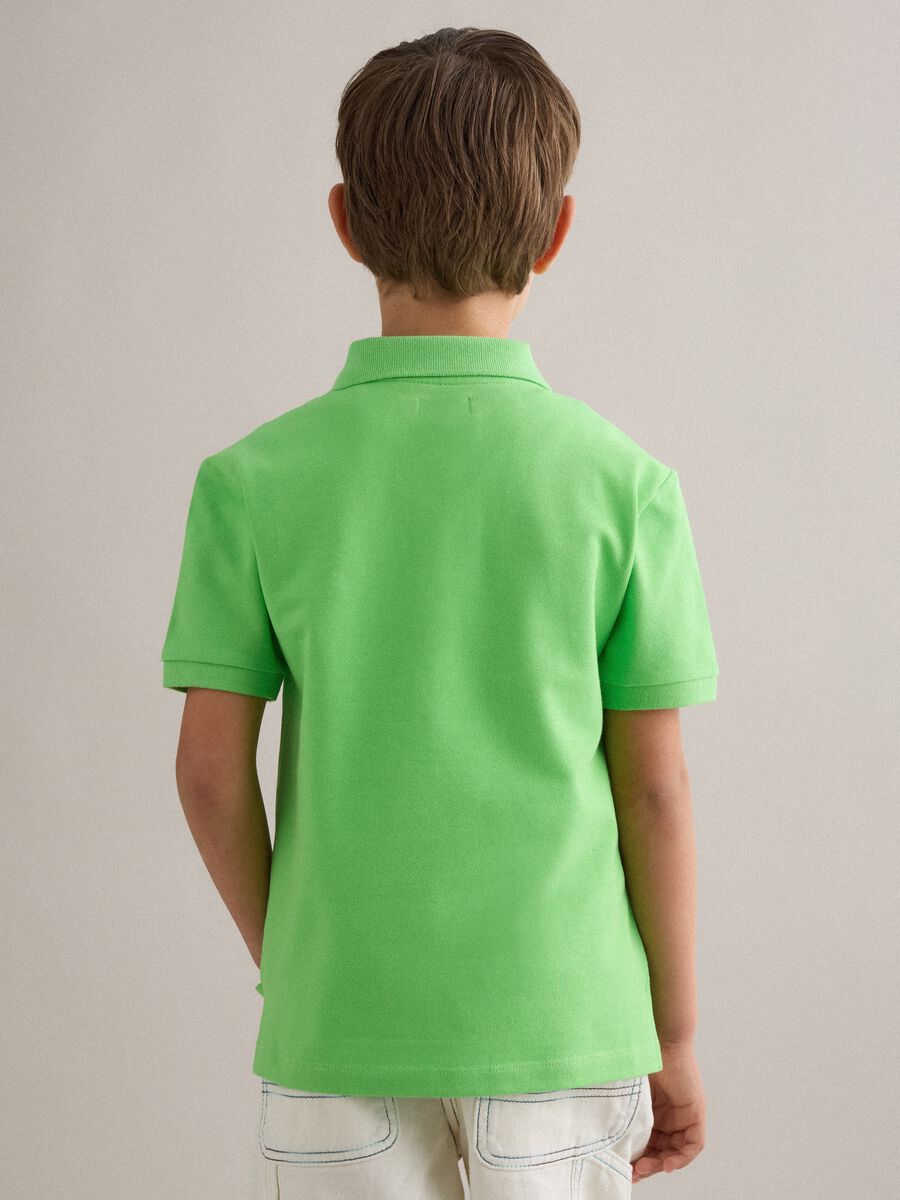 Polo in cotone elasticizzato verde da bambino regular fit_2