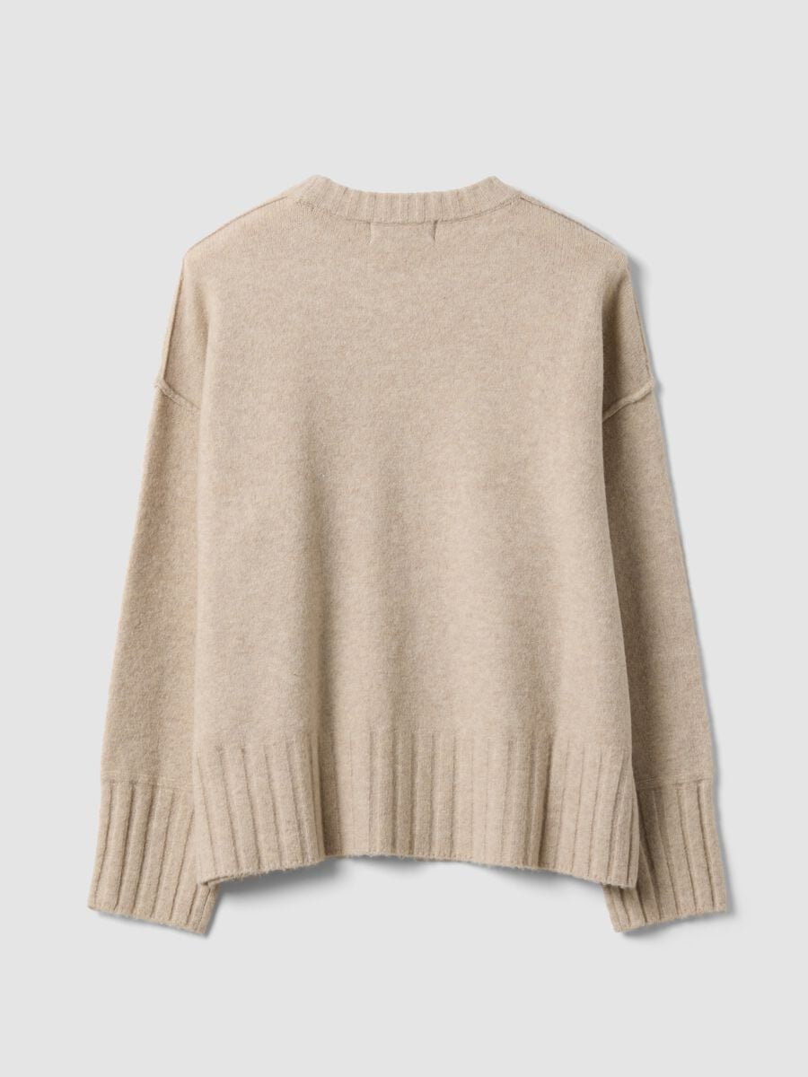 Beige crew-neck jumper in stretch fabric_6