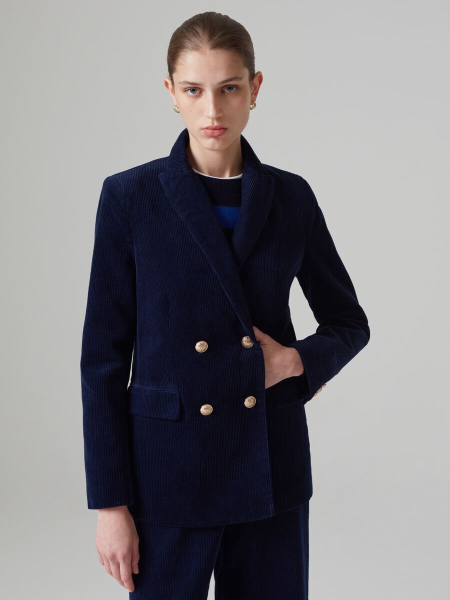 Blazer doppiopetto in corduroy_0